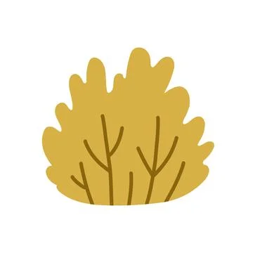 Flat vector bush illustration in minimal pastel style. Decorative garden shrub Stock Illustration
