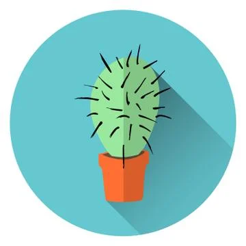 Flat vector cactus in pot on azure background Stock Illustration
