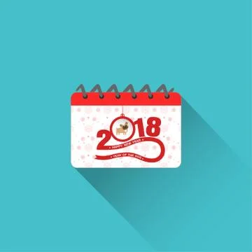 Flat vector calendar icon for Happy New Year with red stripe on the top with  Stock Illustration