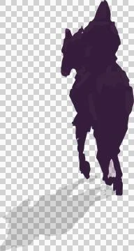 Flat vector canine silhouette is walking left on transparent background, casting Illustrazione stock