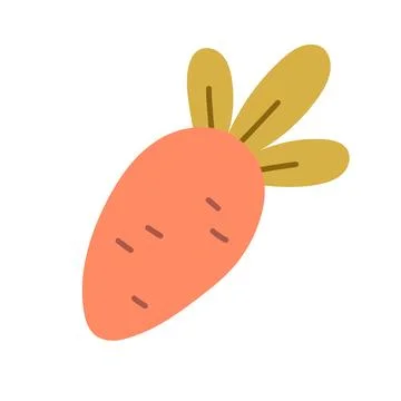 Flat vector carrot illustration in minimal pastel style. Cute organic vegetable Stock Illustration