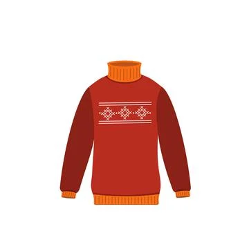 Flat vector cartoon illustration of a cozy warm sweater. Women knitted warm c Stock Illustration