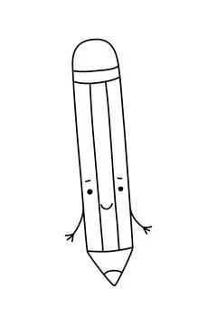 Flat vector cartoon pencil character illustration. Icon for your design Stock Illustration