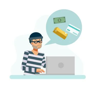 Flat Vector Character illustration of Hacker concept, a man is hacking data t Illustrazione stock