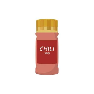 Flat Vector Chili Mix Spice Jar Cartoon Illustration for Food Packaging Stockillustratie