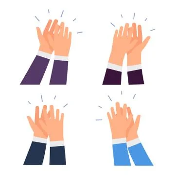 Flat vector clapping hands icons isolated on white background 스톡 일러스트