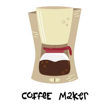 Flat vector coffee maker. Alternative methods of brewing coffee. Coffee cultu Stock Illustration