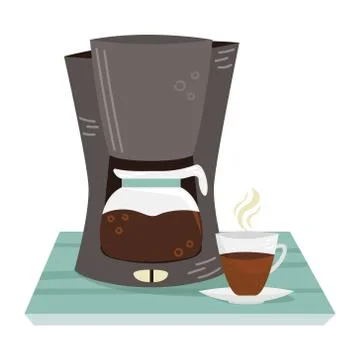 Flat vector coffee maker and a cup of coffee. Stock-Illustration