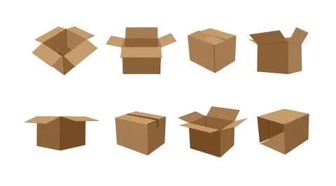 Flat vector collection of cardboard illustrations Illustrazione stock