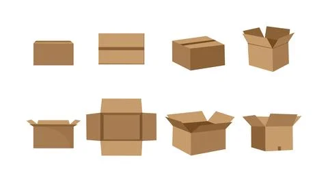 Flat vector collection of cardboard illustrations Illustrazione stock