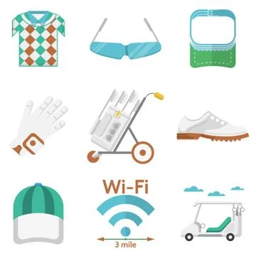 Flat vector colored icons for golf Stockillustratie