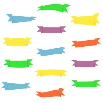 Flat vector colorful ribbons set Illustrazione stock