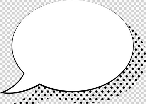 Flat vector comic speech bubble is floating on transparent background, showing Stock Illustration