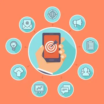 Flat vector concept - internet marketing Stock Illustration