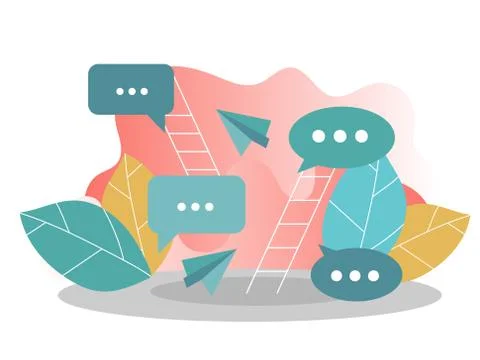 Flat vector concept of social media network, digital communication, chatting Stock Illustration