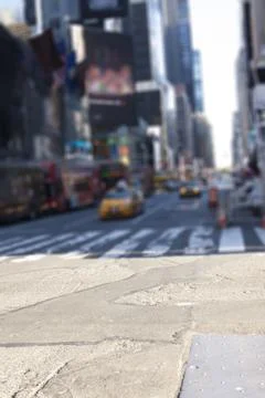 Flat vector cracked asphalt is being shown at city crossing with stripes, taxi, Stock Photos