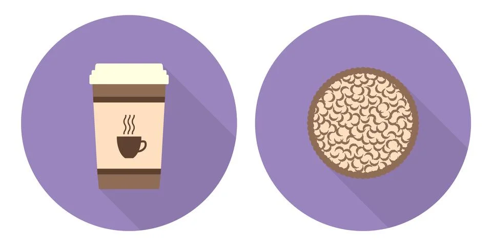 Flat vector cup of coffee and pie Stock Illustration