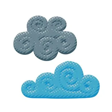Flat vector curly cumulus clouds weather paper cut Stock Illustration