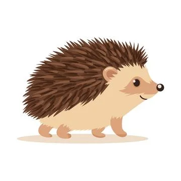 Flat Vector Cute Hedgehog. Little Hedgehog Icon. Adorable Walking Hedgehog Stock Illustration