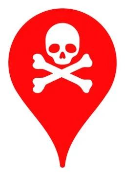 Flat Vector Danger Zone Map Marker Icon Illustrazione stock