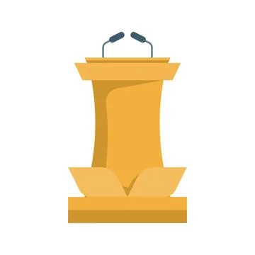 Flat vector of a debate podium with microphones, ideal for speeches. Stock Illustration