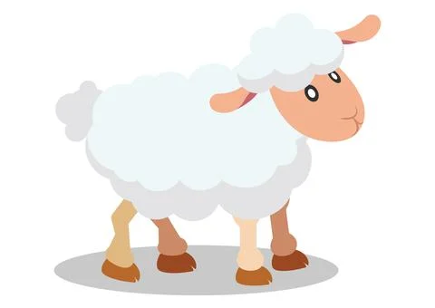 Flat vector design of cute sheep. Cartoon sheep isolated on white background Stock Illustration