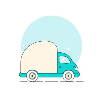 Flat Vector Design of a Delivery Truck Illustrazione stock
