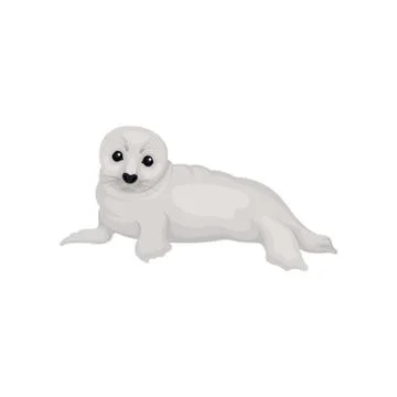Flat vector design of lying seal pup lying. Funny marine mammal with gray coat 스톡 일러스트