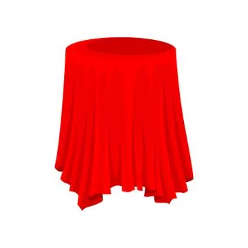 Flat vector design of round presentation pedestal covered with bright red cloth Stock Illustration