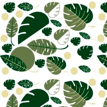Flat vector design seamless pattern - tropical leaves. Beautiful fern leaves Stock Illustration