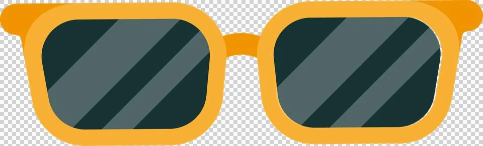 Flat vector design is showing orange sunglasses with green lens reflections on Stock Illustration