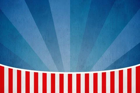 Flat vector design showing textured radial blue rays fanning out over curved red Illustrazione stock