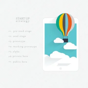 Flat vector design of the startup process, Illustrazione stock