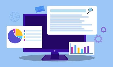 Flat vector design statistical and data analysis for business finance investm Stock Illustration