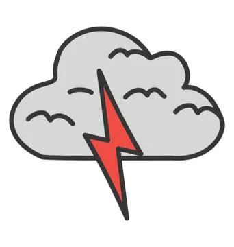 Flat vector design of thunderstorm icon. Stock Illustration