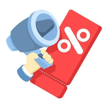 Flat vector of discount coupon and voucher card with percentage sign Stock Illustration