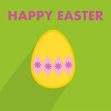Flat vector easter egg with wishes on green background Stock Illustration
