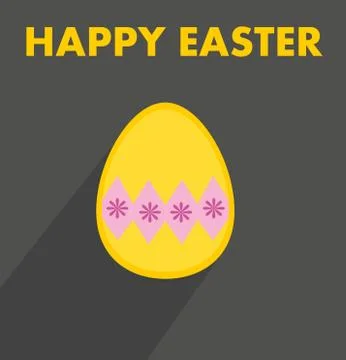 Flat vector easter egg with yellow wishes on dark background Stock Illustration