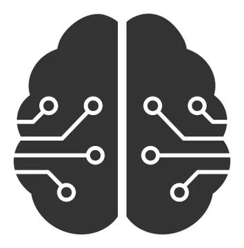 Flat Vector Electronic Brain Icon Stock Illustration