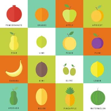 Flat vector elements for web design fruits Stock Illustration