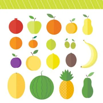 Flat vector elements for web design fruits and berries Stock Illustration