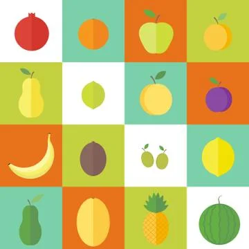 Flat vector elements for web design fruits and berries Stock Illustration