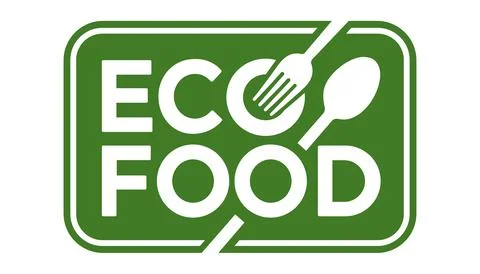 Flat vector emblem design for ECO FOOD with minimalist typography and styli.. 스톡 일러스트