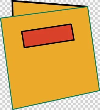 Flat vector featuring overlapping yellow shapes with green border, red bar on 스톡 일러스트