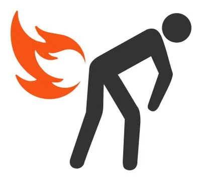 Flat Vector Fire Farting Icon Stock Illustration