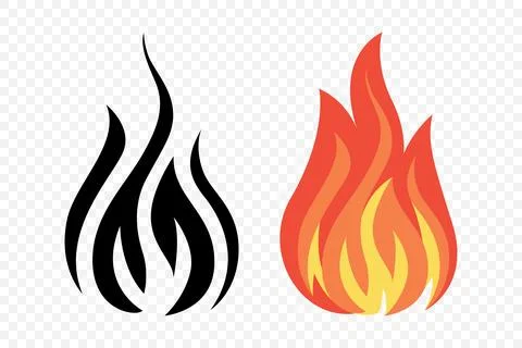 Flat Vector Fire Flame Icon Set. Campfire Shape Sign, Isolated. Bonfire 스톡 일러스트
