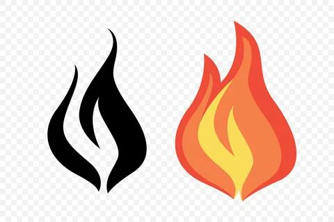 Flat Vector Fire Flame Icon Set. Campfire Shape Sign, Isolated. Bonfire Stock Illustration