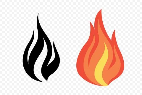 Flat Vector Fire Flame Icon Set. Campfire Shape Sign, Isolated. Bonfire Stock Illustration