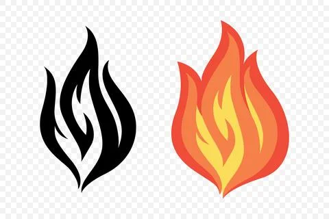Flat Vector Fire Flame Icon Set. Campfire Shape Sign, Isolated. Bonfire Stockillustratie