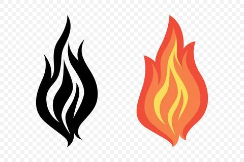 Flat Vector Fire Flame Icon Set. Campfire Shape Sign, Isolated. Bonfire Stock Illustration